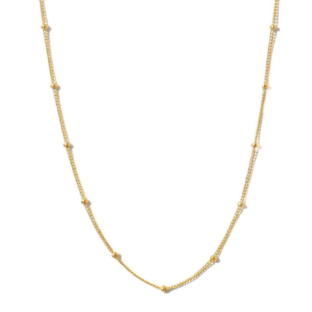 NEW Satellite Beaded Chain Necklace 17.5” 18K Plated Dainty Classic Delicate